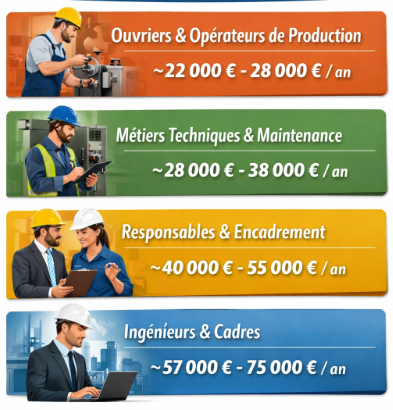 salaires des métiers de l'industrie