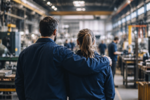 collaborateurs dans une entreprise industrielle