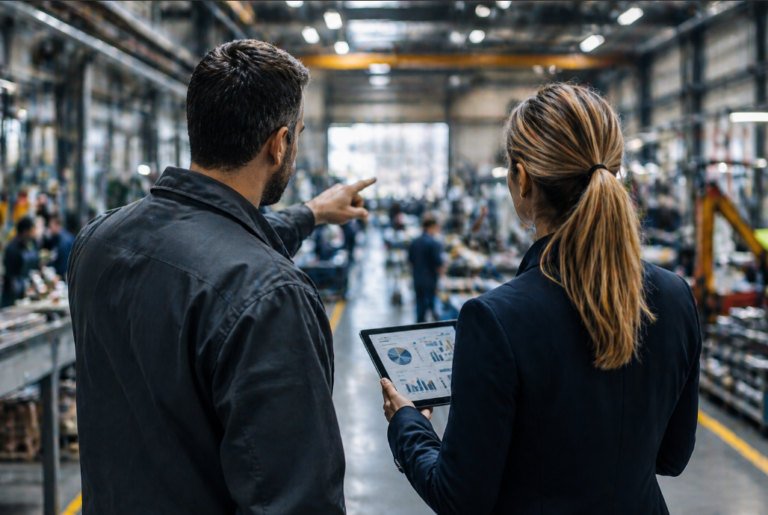 collaborateurs dans une usine